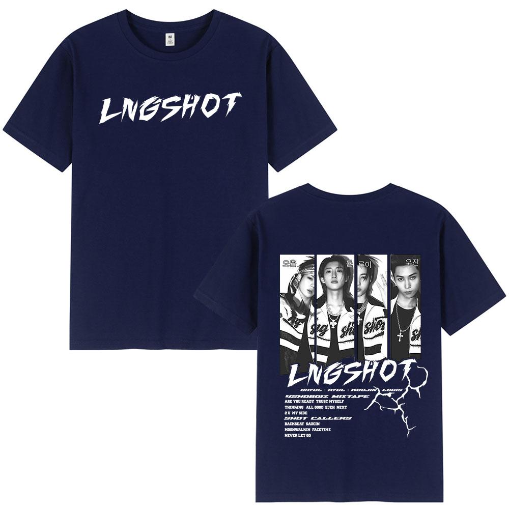Корейский Kpop Lngshot OHYUL RYUL WOOJIN LOUIS Футболка Унисекс Женская Одежда Мода Хип-Хоп Футболка с Коротким Рукавом Хлопковый Топ Подарки для Фанатов