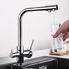 Rotatable Brass Kitchen Faucet: 3-in-1 Hot & Cold Water Purification with Splash-Proof Design