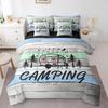 Erosebridal Happy Camping 7 Piece Comforter Set Queen Bed in a Bag for Kids,Hunting Bear and Pike Fish Bedding,Camper Accessories Sheet Set,