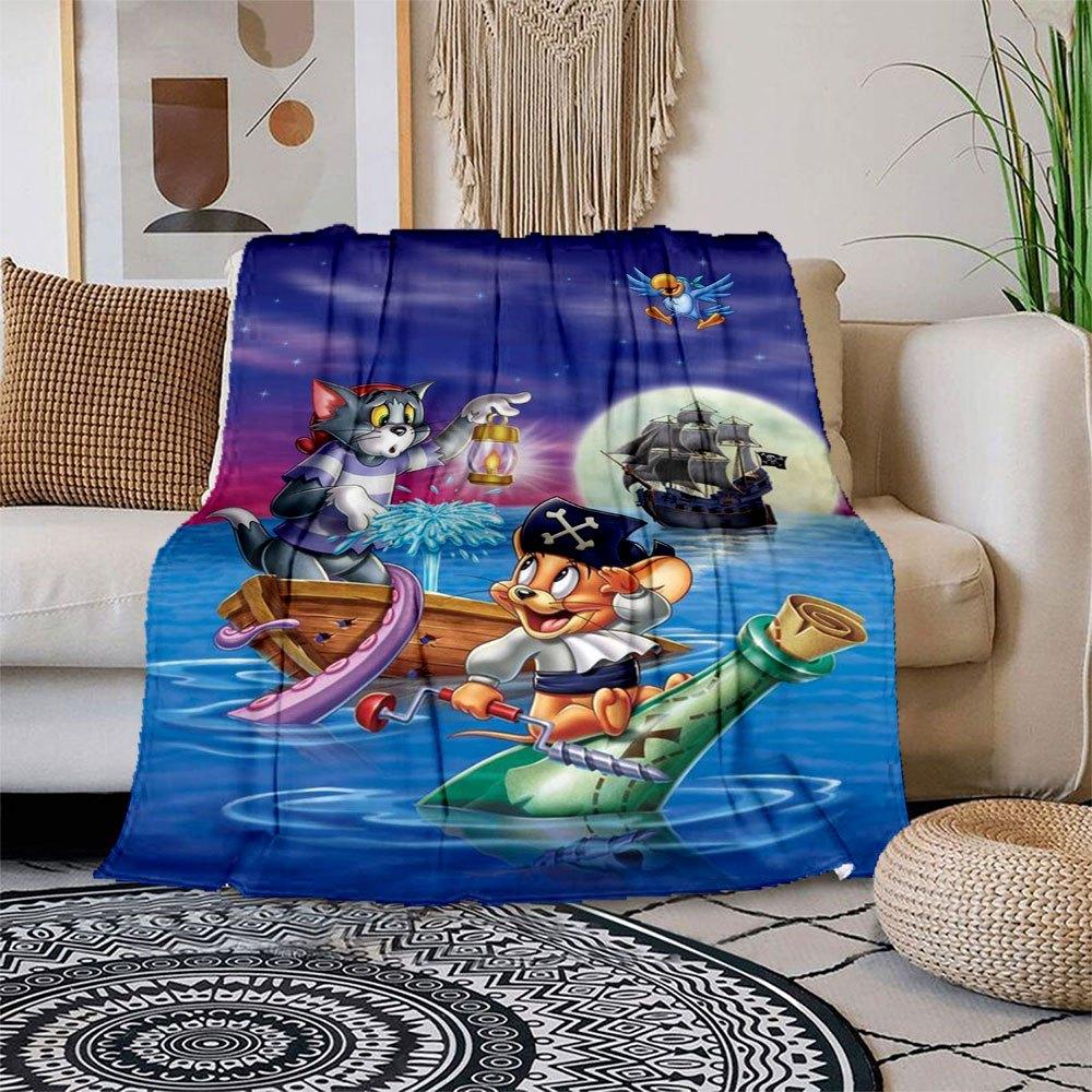 Tom & Jerry Jigsaw Puzzle - Pirate Adventure (300 Pieces)Blanket Flannel Throw Blanket for Sofa, Bed, Travel, Camping, Office