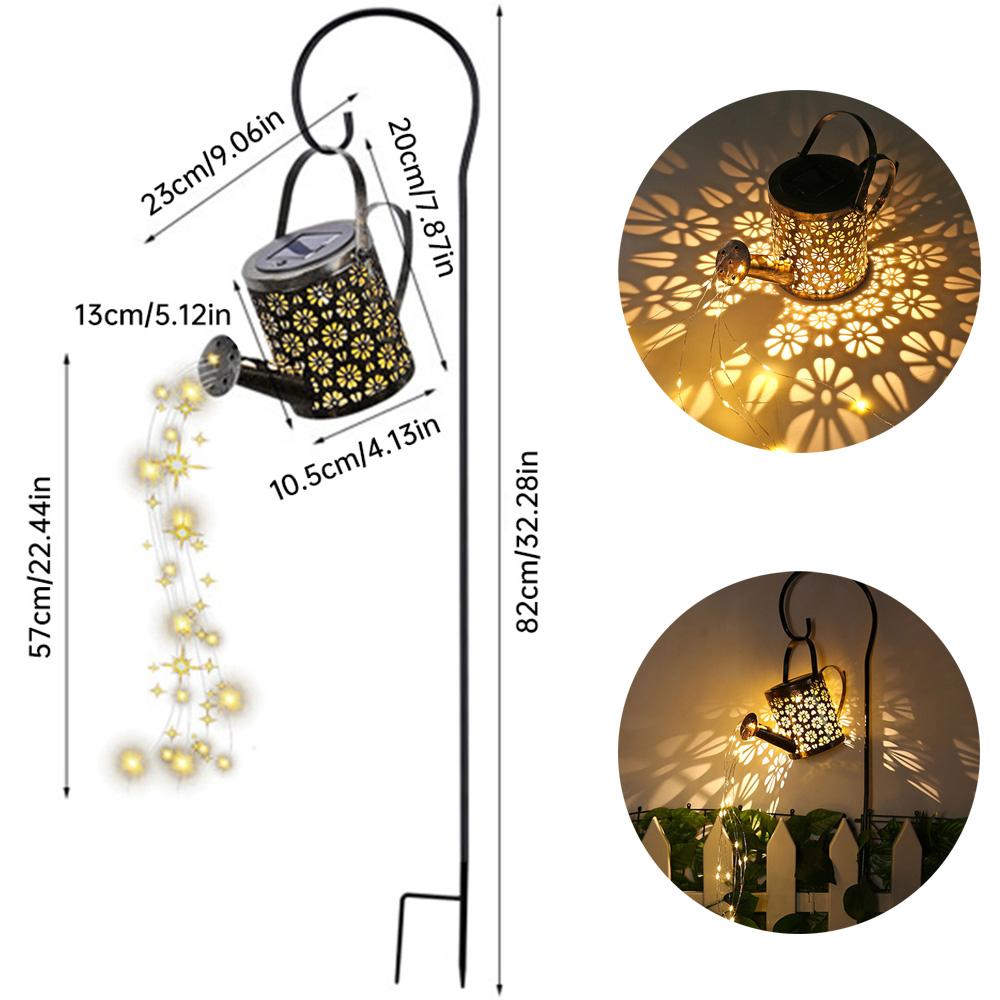 Солнечные лейки, водонепроницаемые уличные светильники для душа, светодиодная волшебная лампа, подвесной ретро-металлический фонарь для украшения сада