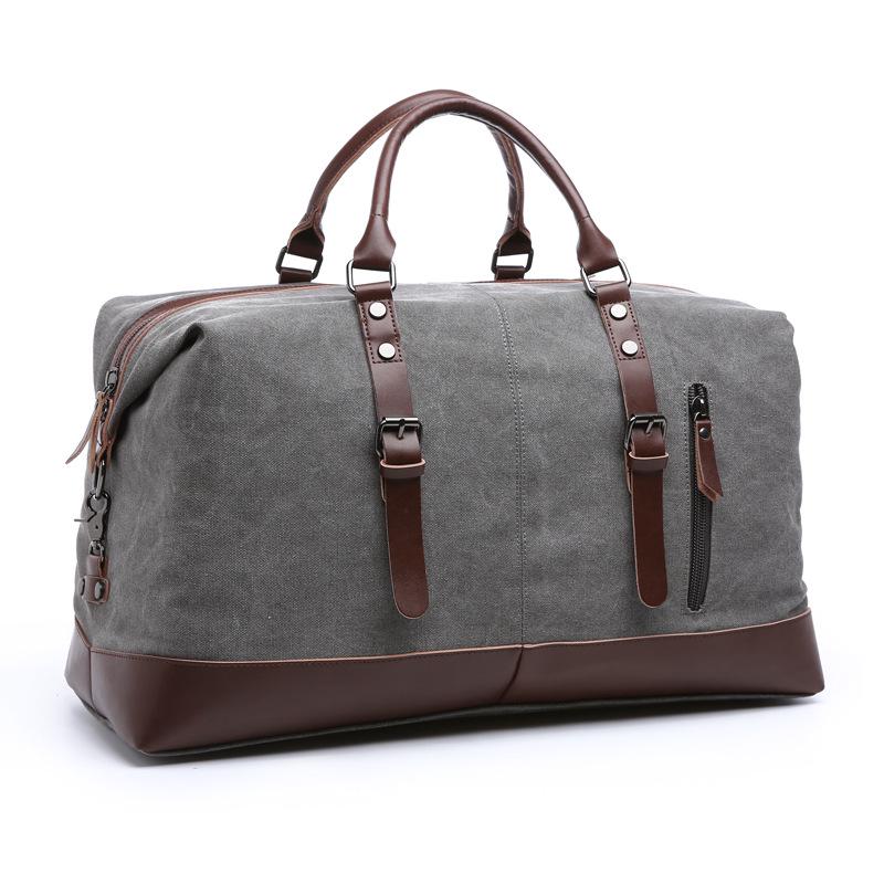 SCIONE Canvas Leather Travel Carry On Luggage Duffel Travel Tote Large Weekend Overnight Male Bag