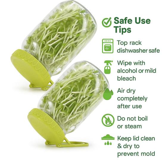 Крышка для проращивания с подставкой Крышка для проращивателя пищевого класса Крышка для банки для выращивания ростков фасоли для банок Мейсона с широким горлышком Легкое проращивание семян Люцерна Брокколи Салат