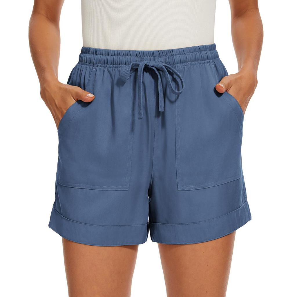 Женские однотонные шорты на шнурке с карманами, свободные повседневные брюки