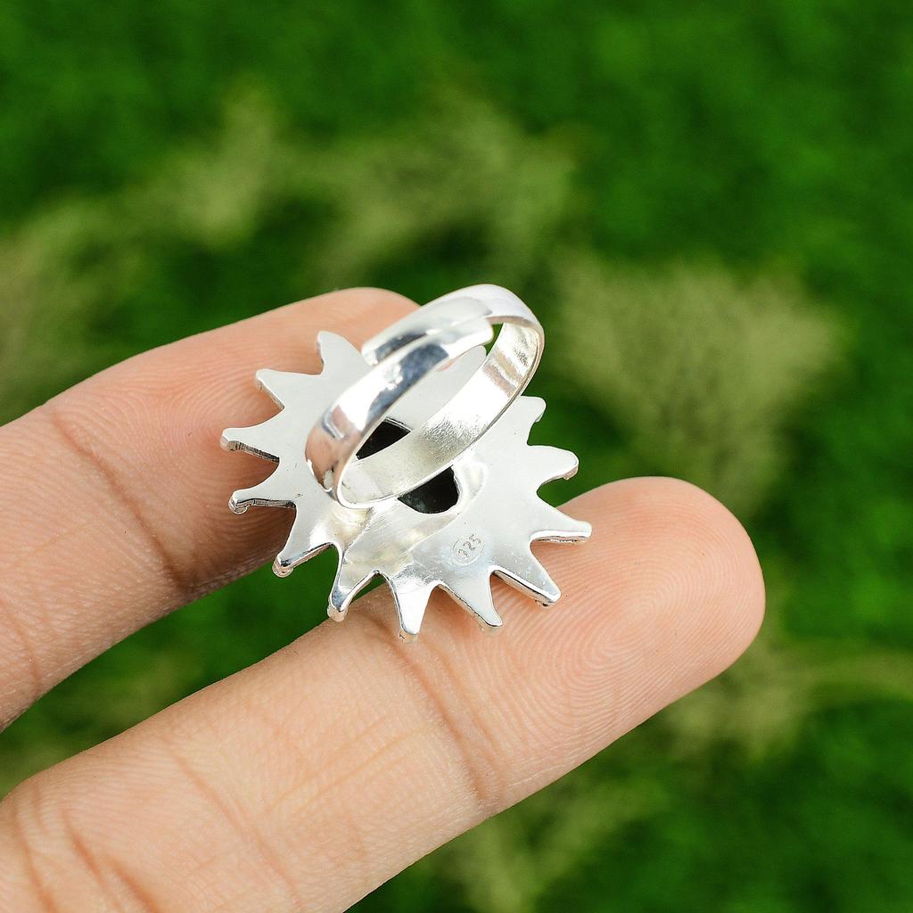 Oval Natural Ruby Zoisite Anniversary Flower Wife Stackable Ring Sterling Silver