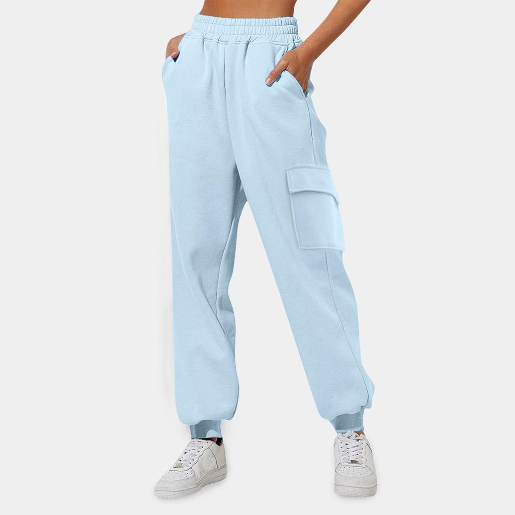 Women's Fashion Sport Solid Color Pocket Casual Sweatpants Pants