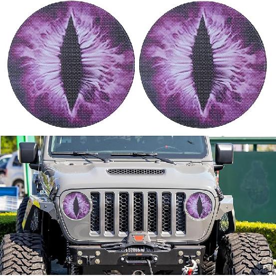 Beast Eyes Headlight Decals, 3D Round Stickers And Decals For Jeep Wrangler, Stereo Eyes Headlight Decal Stickers(Blue)