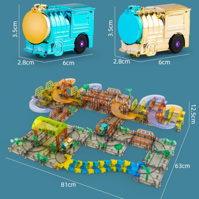 Детский электрический поезд для сращивания рельсов DIY Прозрачный маленький поезд-головоломка Сборка игрушек Городская железнодорожная трасса Игра для родителей и детей