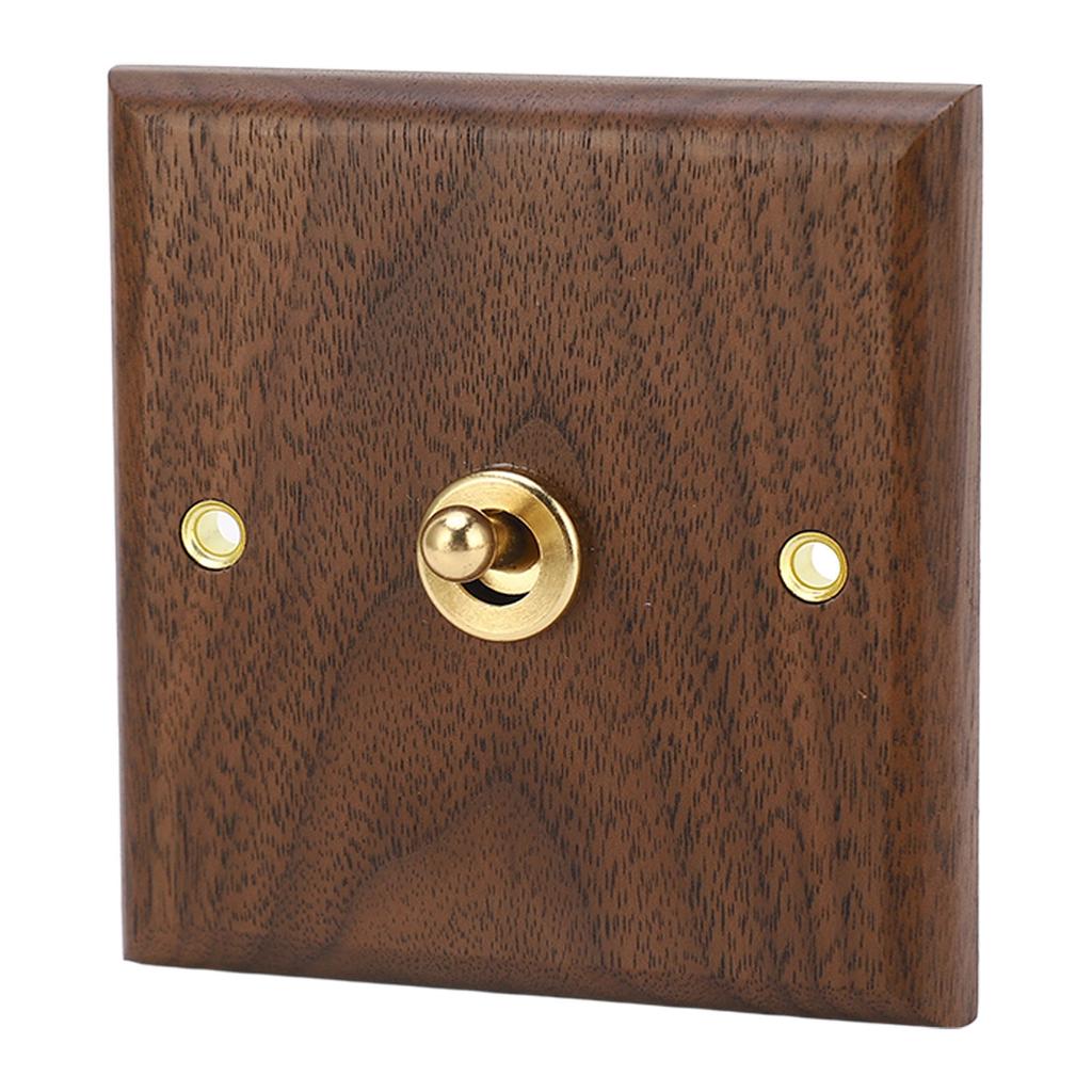 Antique Decoration Toggle Switch Retro Single Toggle Switch 250V with Hand Made Wood Walnut Wall Panel