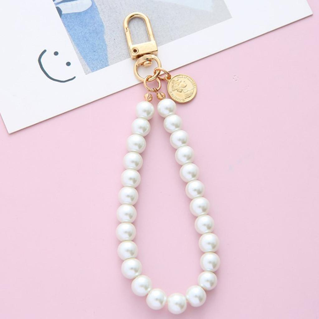 Винтажная корейская мода жемчужный брелок для женщин и девочек золотая металлическая цепочка