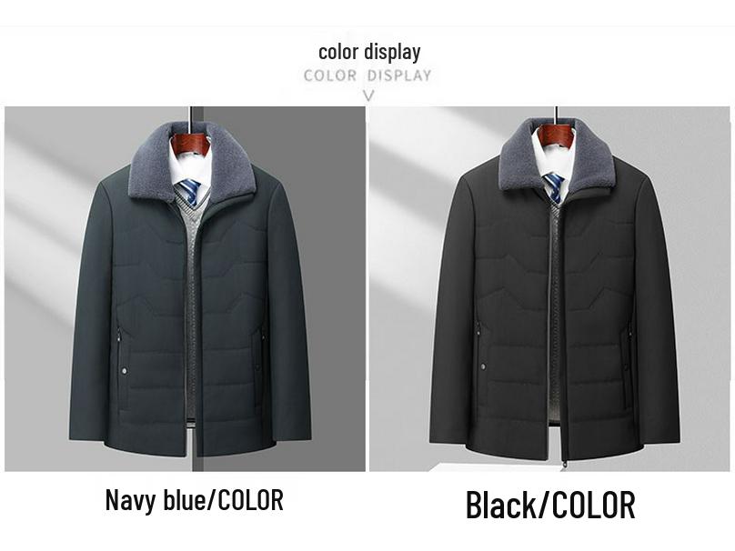 Мужская зимняя куртка из хлопка с пухом: Теплое деловое пальто для среднего и пожилого возраста (Возраст 50-60 лет)