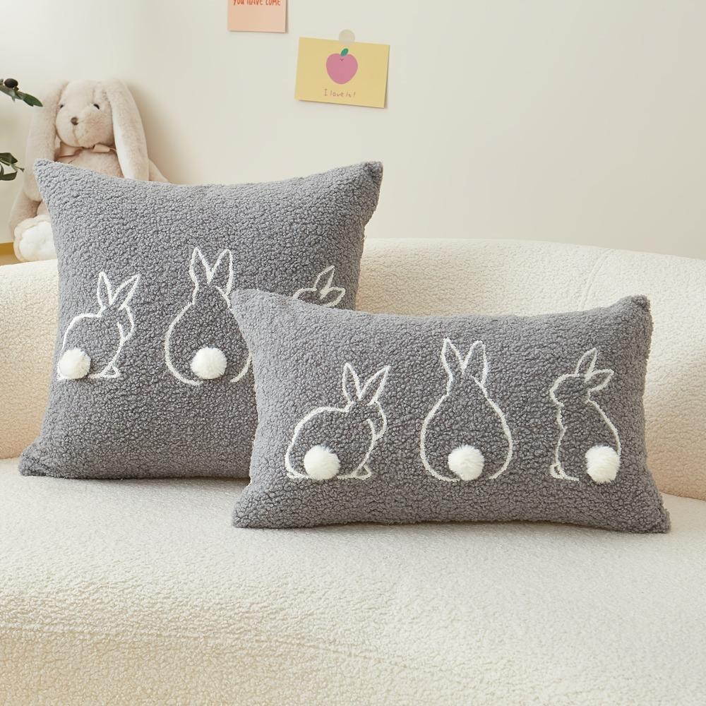 Plush Easter Bunny Pillow Cover Square/Rectangular Pillowslip Cartoon Rabbit Pillow Case Bed Room