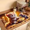Котенок Милый Кот Кухонная Посуда Сушильный Коврик Кофемашина Дренажный Коврик Столешница Абсорбирующий Дренажный Коврик Посуда Декор Стола