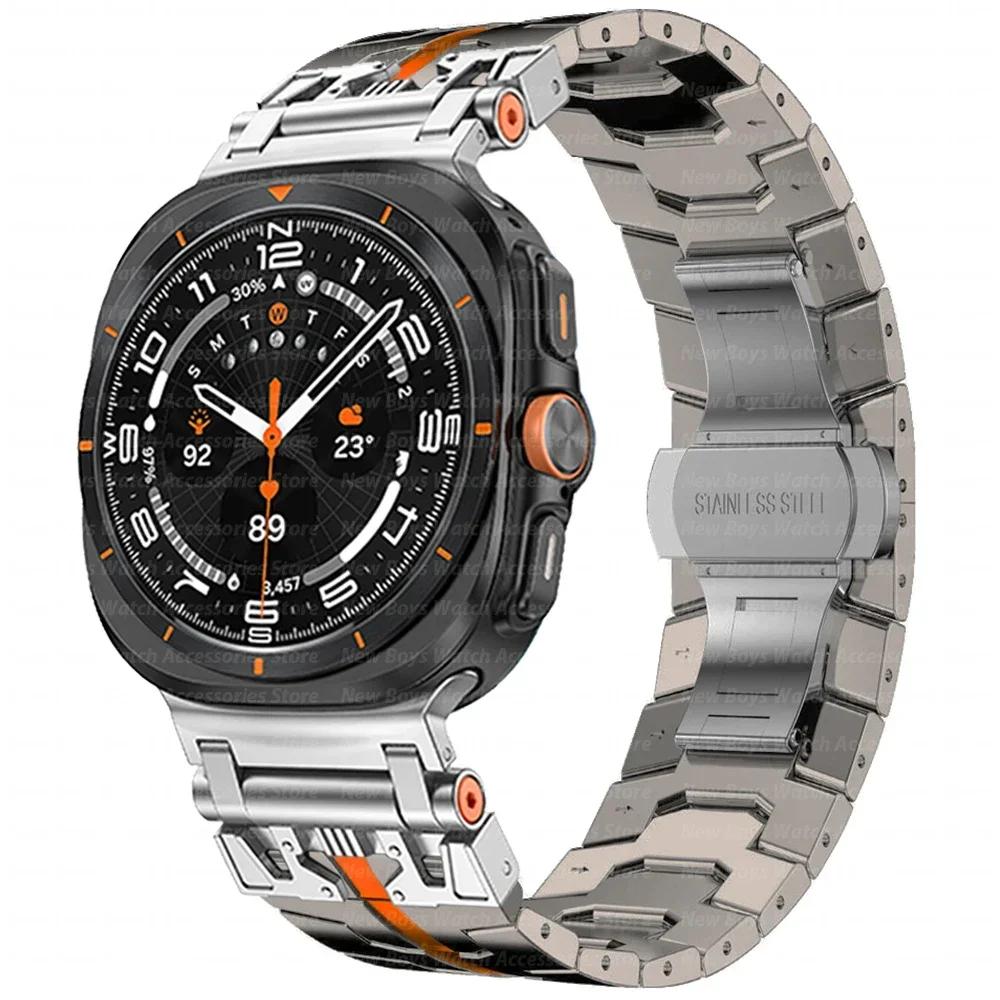 Браслет из нержавеющей стали для Samsung Galaxy Watch Ultra 47 мм Ремешок для SAMSUNG 7 GALAXY ULTRA 47MM Мужской Бизнес-ремешок Ремешок для часов