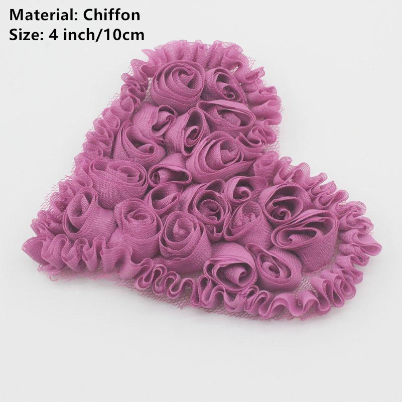 20 шт. Большие шифоновые розы в форме сердца, нашивки для DIY, одежда для маленьких девочек, платье, ромпер, рубашки, швейные украшения, материалы для бантов для волос