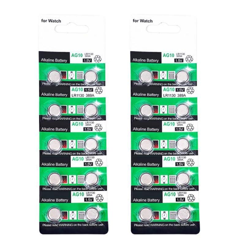 20/10 шт. AG10 LR1130 LR54 1,5 В щелочные батарейки-таблетки 1,5 В батарейка для часов, калькуляторов, игрушек, мелкой электроники