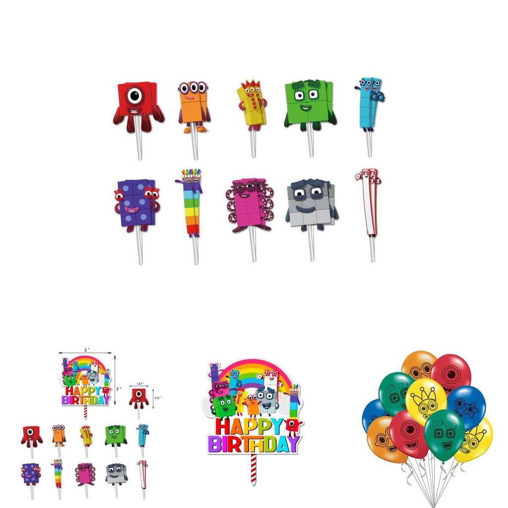 Восхитительный набор флажков с воздушными шарами в тематике Numberblocks для праздничного празднования дня рождения