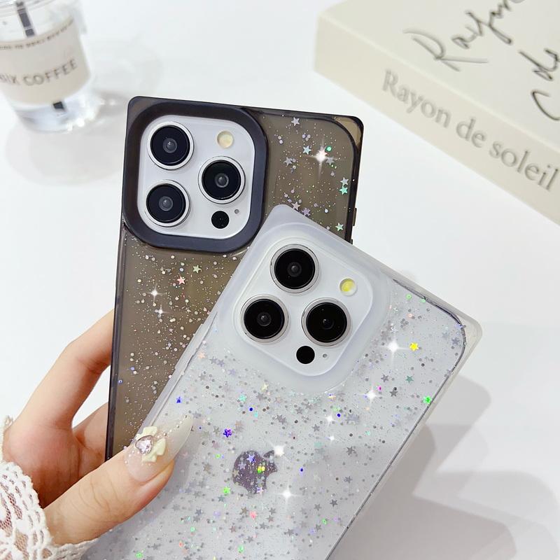 Роскошный квадратный блестящий прозрачный чехол для телефона iPhone 16 15 14 Pro Max Plus 13 12 Pro Max 11 противоударный бампер мягкий чехол из ТПУ