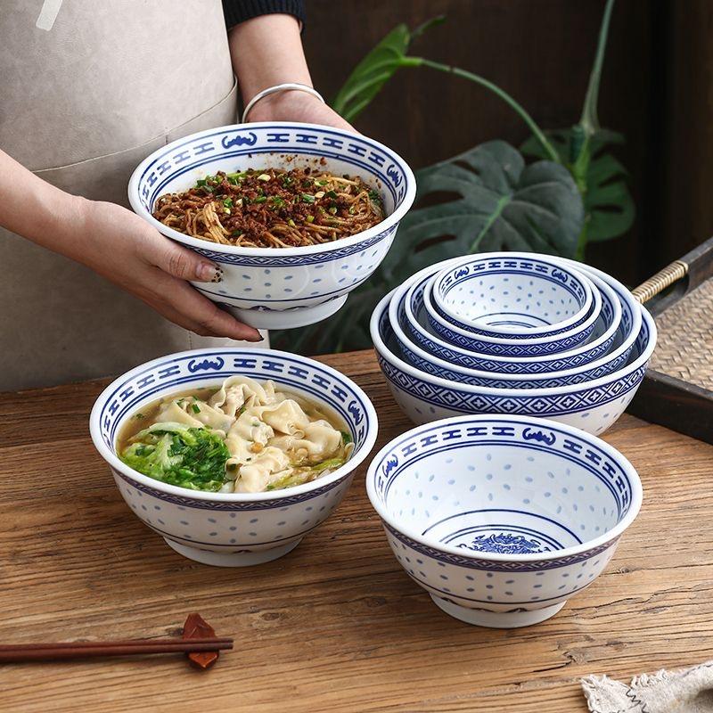Набор пиал с драконами из сине-белого фарфора – Керамические тарелки для риса и супа с лапшой, подглазурная роспись