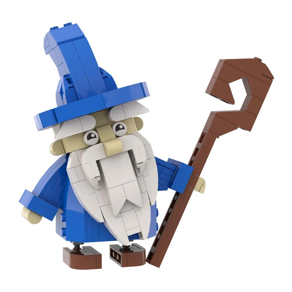 Gobricks MOC Милый Волшебник Brickheadz Строительные Блоки Белая Борода Посох Кирпичики Подарок