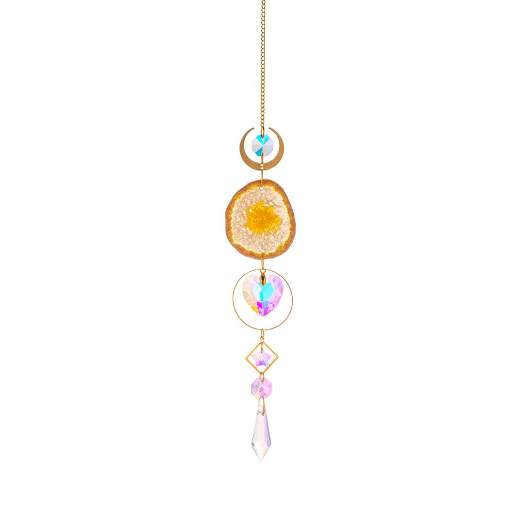 Crystal Sun Catchers - Window Hanging Sun Catchers With Crystals And Agate Slices, Wind Chimes Ornaments Decor For Home Car Window Party Decorations