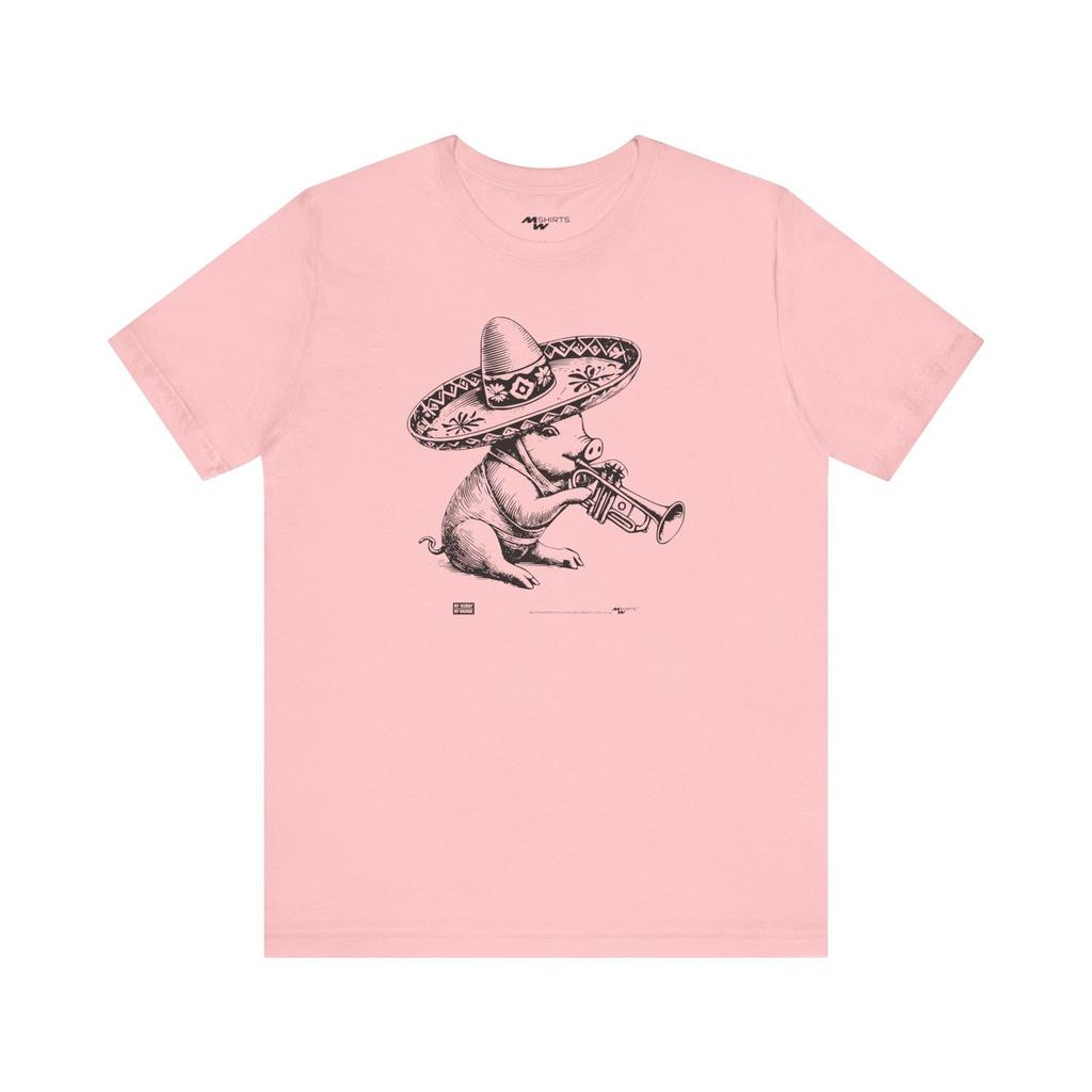 Mini Pig Trumpet Shirt: Vintage Style Engraving, Sombrero Tee