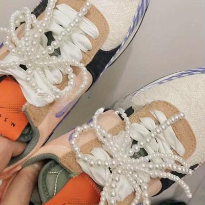 Модные жемчужные бантики для обуви - Изготовленные вручную украшения для кроссовок, двойной набор - Универсальные пластиковые аксессуары для обуви, сумок и телефонов
