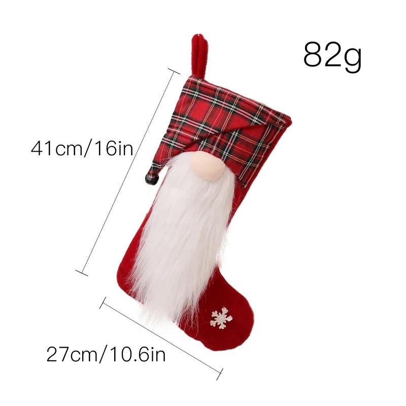 Christmas Stocking Sack Xmas Gift Candy Bag Christmas Decorations for Home Navidad Sock Christmas Tree Decor New Year 2024