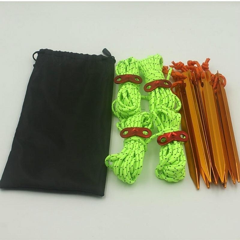 Portable 4*4meters Tent Ropes and 10pcs Ground Nails Set for Camping Tent