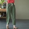 Women's Retro Cotton and Linen Casual Pants Summer Haren Pants Loose Solid Color Casual Cropped Pants