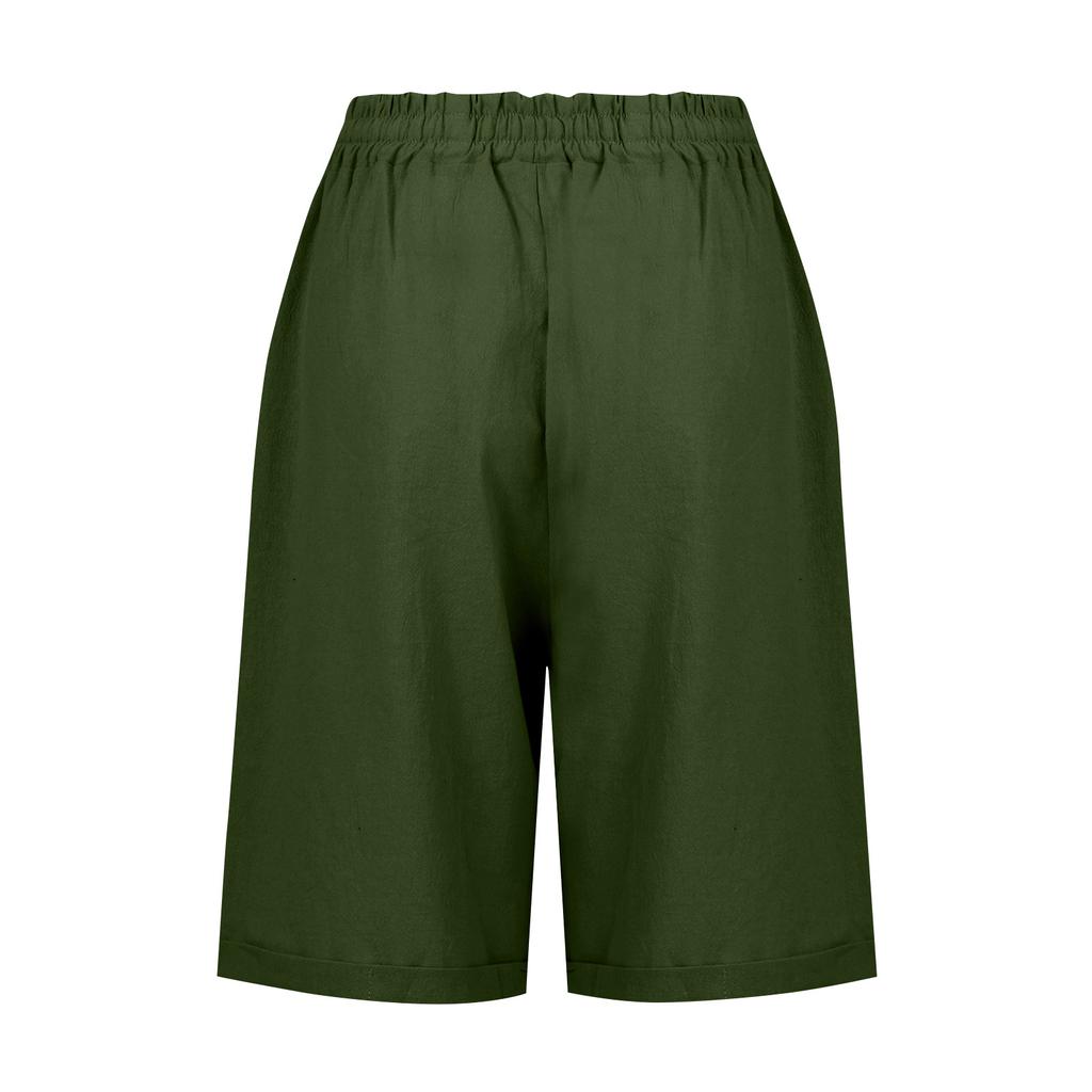 Шорты больших размеров для женщин, эластичные пышные хлопковые льняные шорты-бермуды с эластичной резинкой на талии, повседневная пляжная одежда