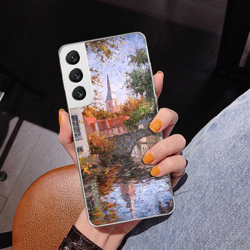Клод Моне Сад Мост с Лотосами Чехол для Телефона для Samsung Galaxy S26 S25 Edge S23 S24 Ultra S22 Plus S21 S20 FE Уникальный Чехол Мягкий