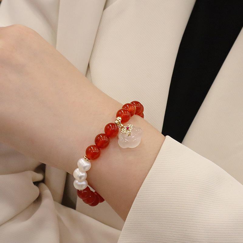 Natural 8mm Agate Bracelet Fashion Women Daily Jewelry Lucky Gift