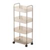 Movable Shelf with Wheels Multi-tiers Storage Rack Rolling Cart Transparent Basket Organizer Trolley for Snacks Cosmetics Bathroom