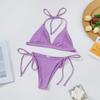 Shencai Европейский и американский стиль Бикини с высоким поясом, треугольный халтер - Однотонный, Хит продаж X07