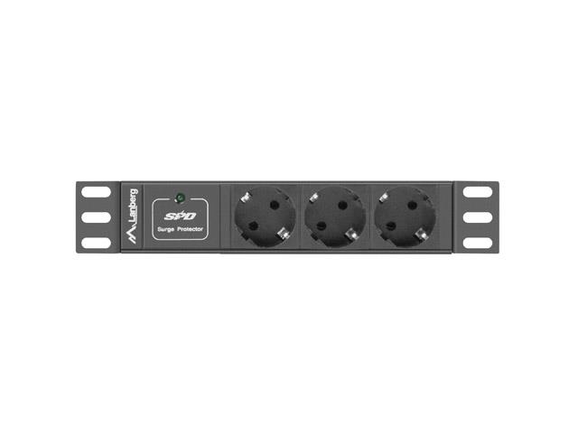 Listwa zasilająca Lanberg do szaf 10" 1U 10A PDU 3x Schuko 2m czarna