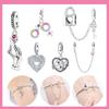 Copper Couple Gesture Heart Lock Key Combination Charms Beads Pendant For Original Bracelet Woman Girl Jewelry