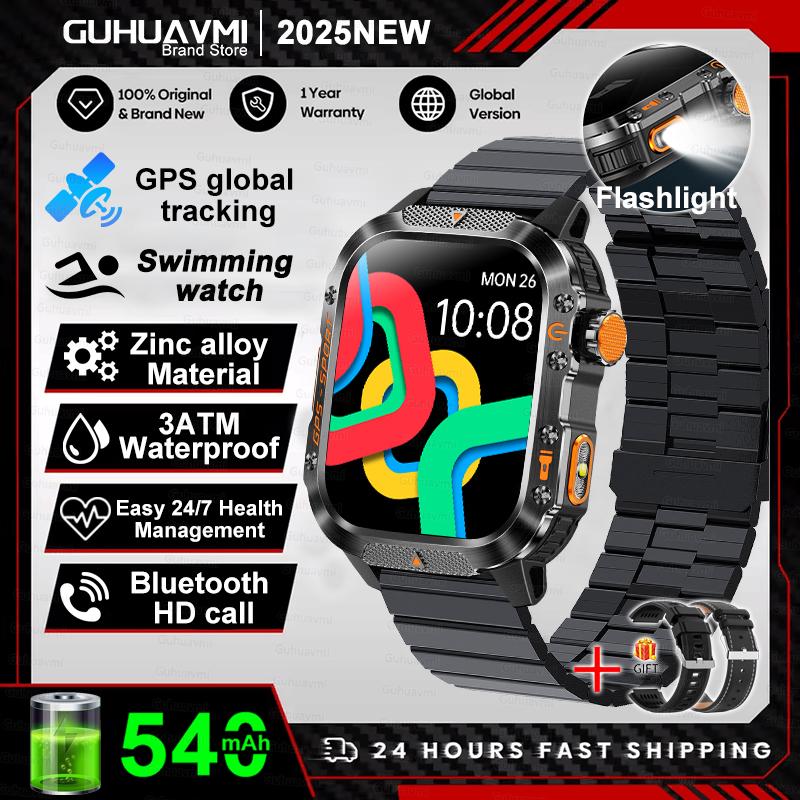 Умные часы для спорта с GPS, военного класса, для улицы, 2,01-дюймовый HD-дисплей, встроенный GPS, водонепроницаемость IP69K/10ATM, мужские тактические умные часы