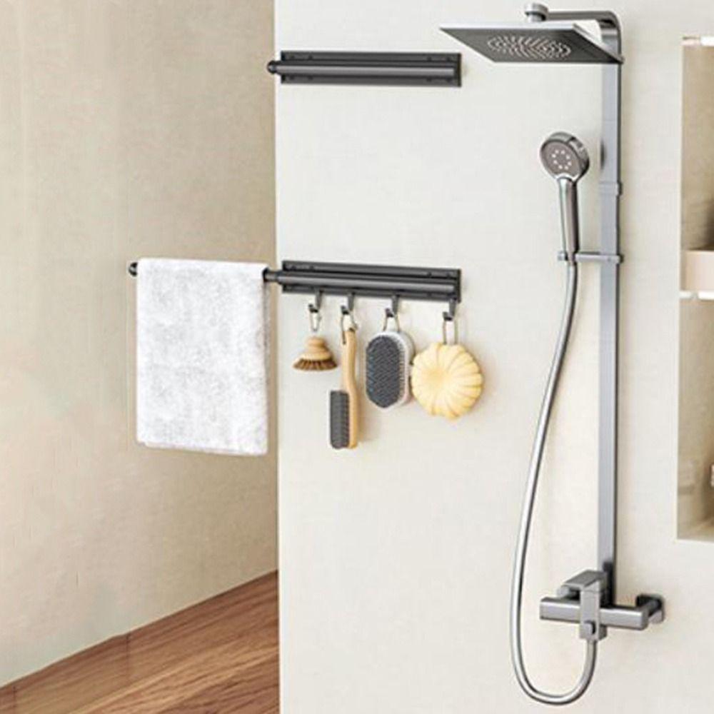 Aluminum Zinc Zinc Alloy Closet Valet Rod Retractable Wardrobe Clothing Rail Hanging Suits