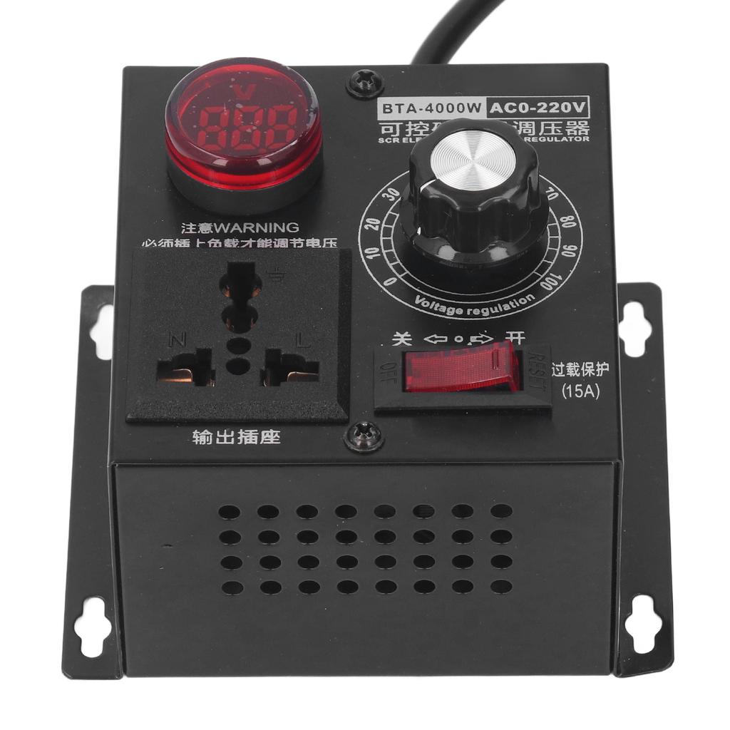 SCR Voltage Regulator AC 220V Input 0‑220V Adjustable Output Voltage Controller Control Switch 4000W