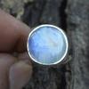 Round Blue Fire Rainbow Moonstone Gemstone 925 Sterling Silver Gift Ring