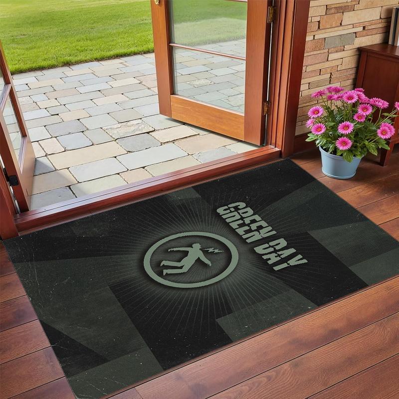 Green Day Print Crystal Velvet Plush Rug Wear?Resistant Anti?Slip Floor Mat For Indoor Household Decoration