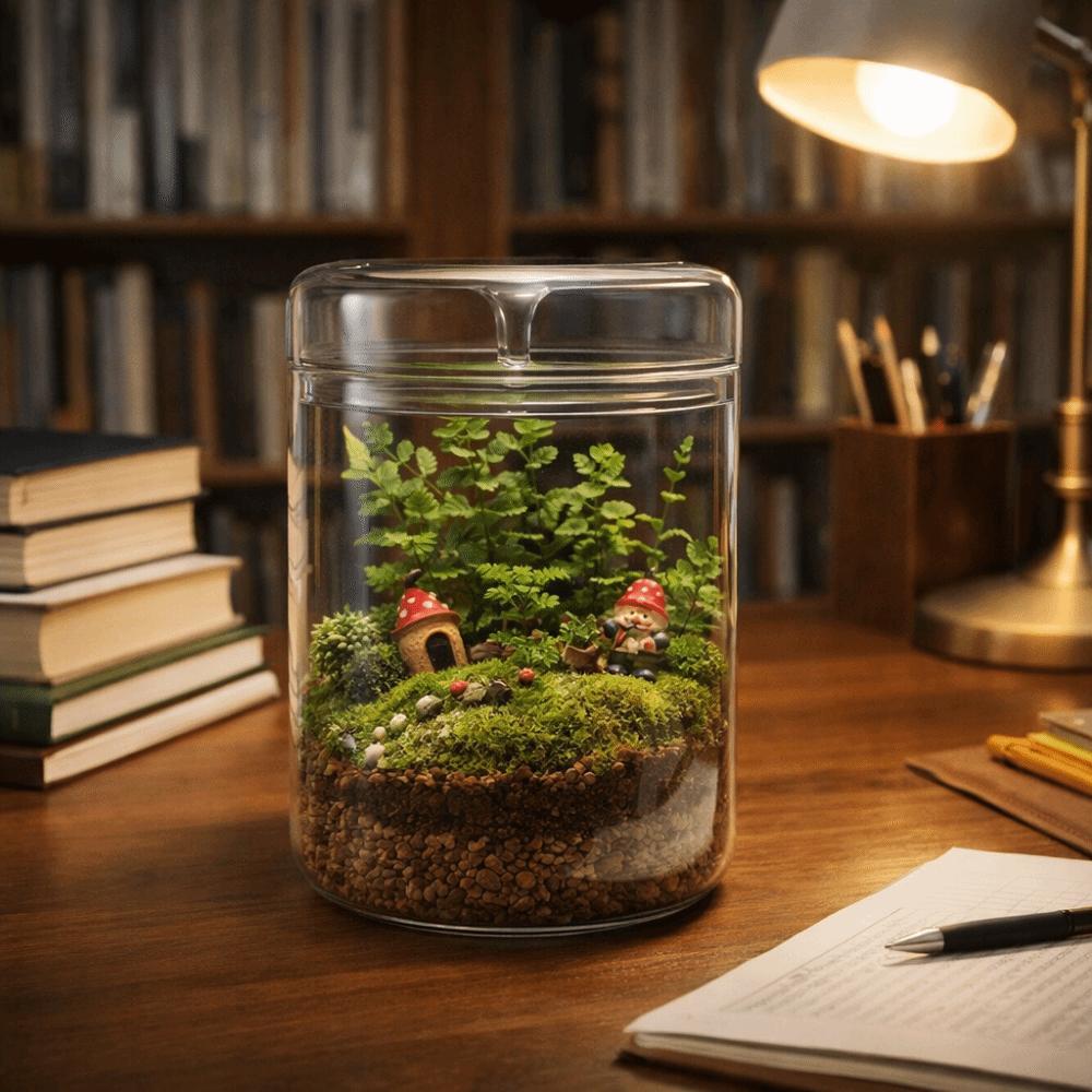 Transparent Desktop Glass Vase Cylinder Micro Landscape Moss Plant Pots Bonsai Display