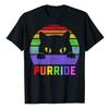 Pride Cat Purride Gay LGBTQ Rainbow Flag Retro T-Shirt Funny Kitty Lover Lesbians Graphic Tee Top Short Sleeve Blouses LGBT Gift