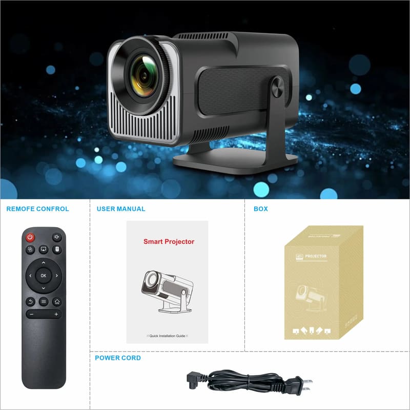 2025 New HY320 Mini Newly Native Android11 4K Projector 300ANSI Wifi6 BT5.0 Cinema 720P Outdoor Portable 180° Rotable Projector
