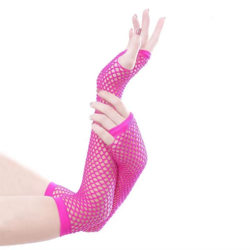 Women Fashion Neon Fishnet Fingerless Long Gloves Leg Arm Cuff Party Wear Fancy Dress for Womens Sexy Beautiful Arm Warmer