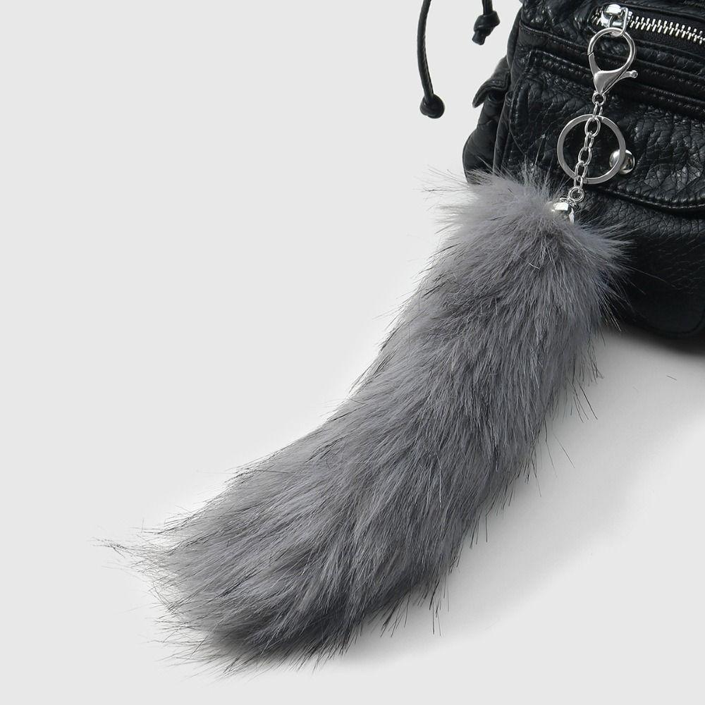 Car Keychain Long Hair Fur Tails Pendant Ornament Fluffy Plush Tail Keyring Cute Retro Bag Charms Women Ladies