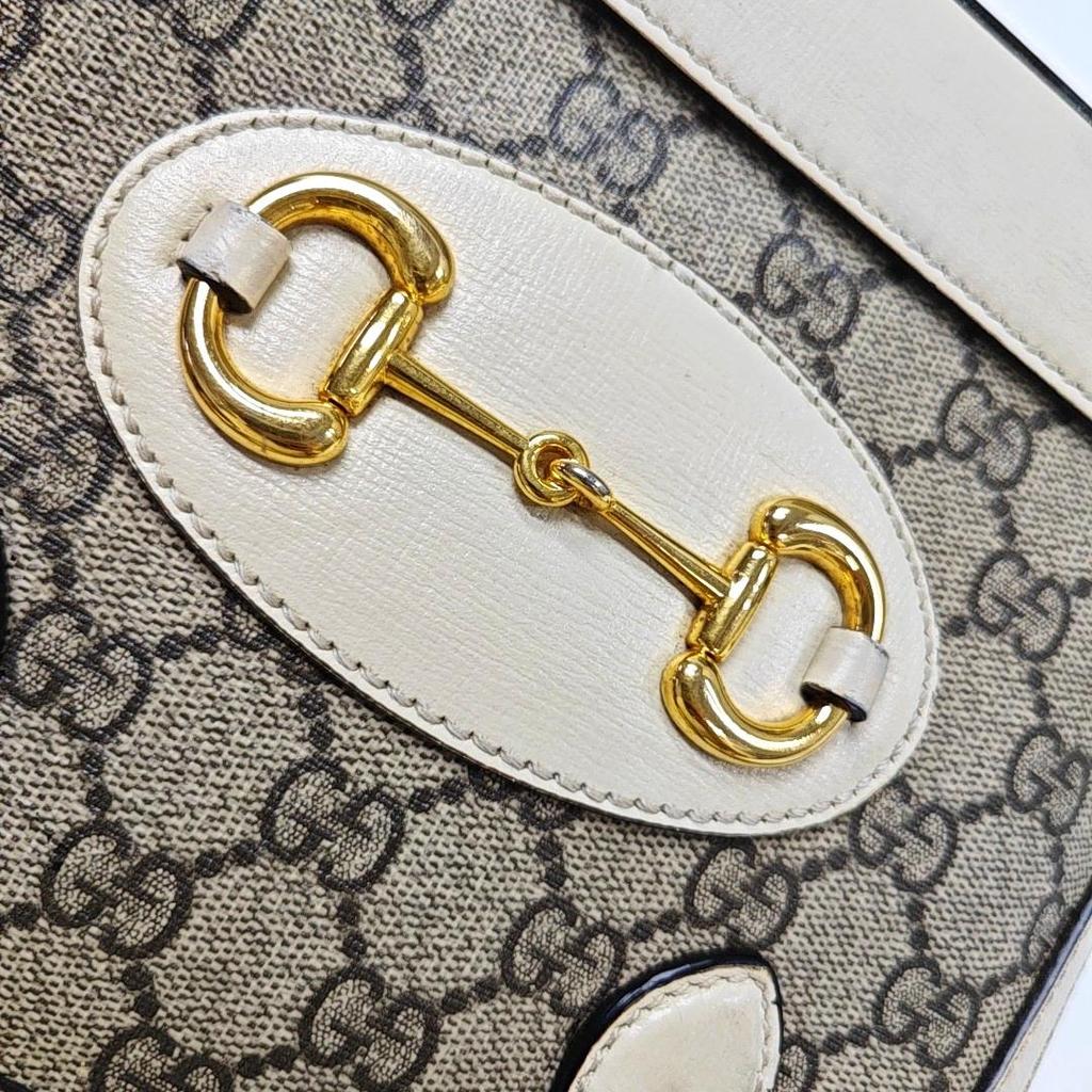 [Pre-Owned] Gucci Horsebit 1955 Mini Top Handle Bag 'GG Supreme/White' - Fair #1BSHVTV