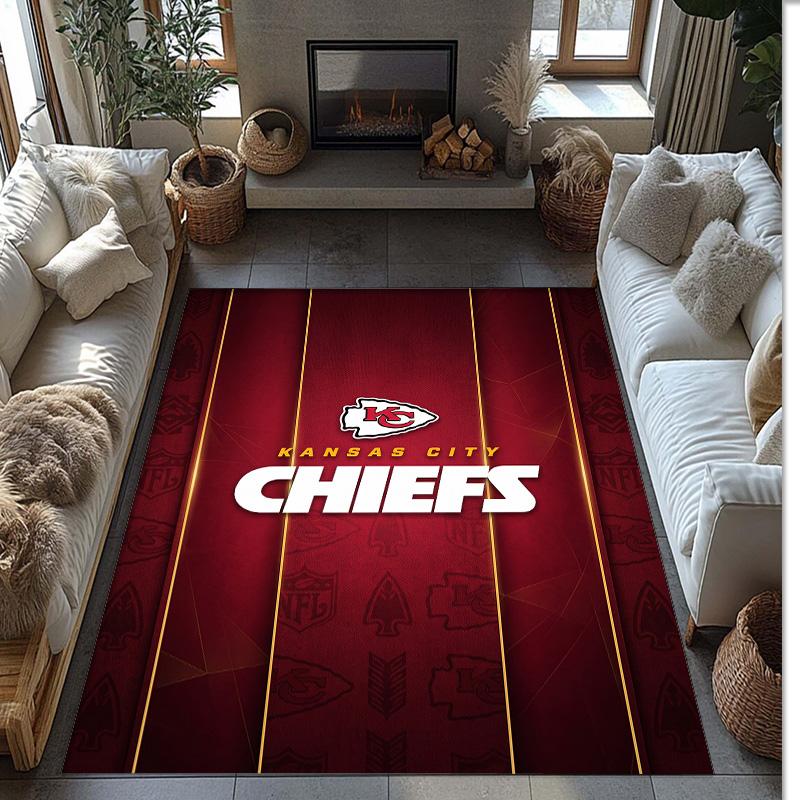 Kansas City Chiefs Crystal Velvet Carpet Soft Anti?Slip Floor Mat Comfortable Home Living Room Bedroom Decor Rug