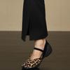Fashion 2025 Soft Sole Flat Shoes Women Fashion Round Head Shallow Mouth Leopard Print Cow Suede Set Foot Non-slip Single Shoes